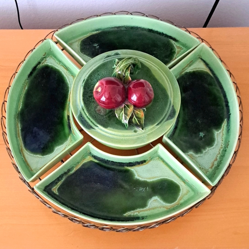 Mid Century Pottery Spinning Serving Tray